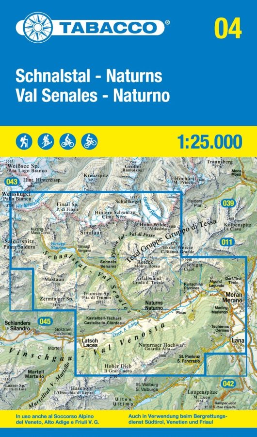 Mappa escursionistica n.004 di Val Senales/Schnalstal, Naturns/Naturno