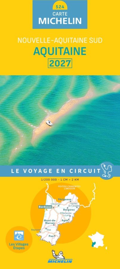 Mappa stradale Michelin n.524 dell'Aquitania con Bordeaux, Libourne, Blaye