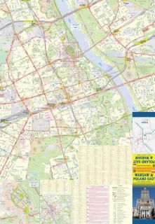 Pianta della città di Varsavia e mappa stradale della Polonia orientale