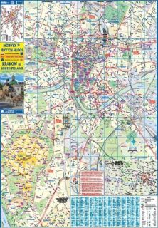 Pianta della città di Cracovia con mappa stradale della Polonia meridionale