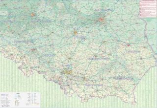 Pianta della città di Cracovia con mappa stradale della Polonia meridionale