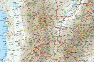 Mappa stradale della Colombia con Bogotà, Ibague, Pasto