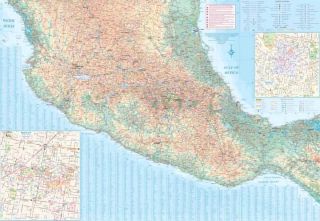 Mappa della costa sud del Messico con piante delle città di Guadalajara e Oaxaca