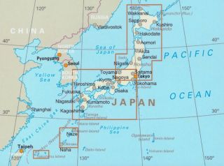 Mappa stradale Giappone / Japan con Hokkaido, Honshu, Shikoku
